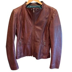 Marc New York Andrew Marc brown 100% leather jacket Moto Size L
